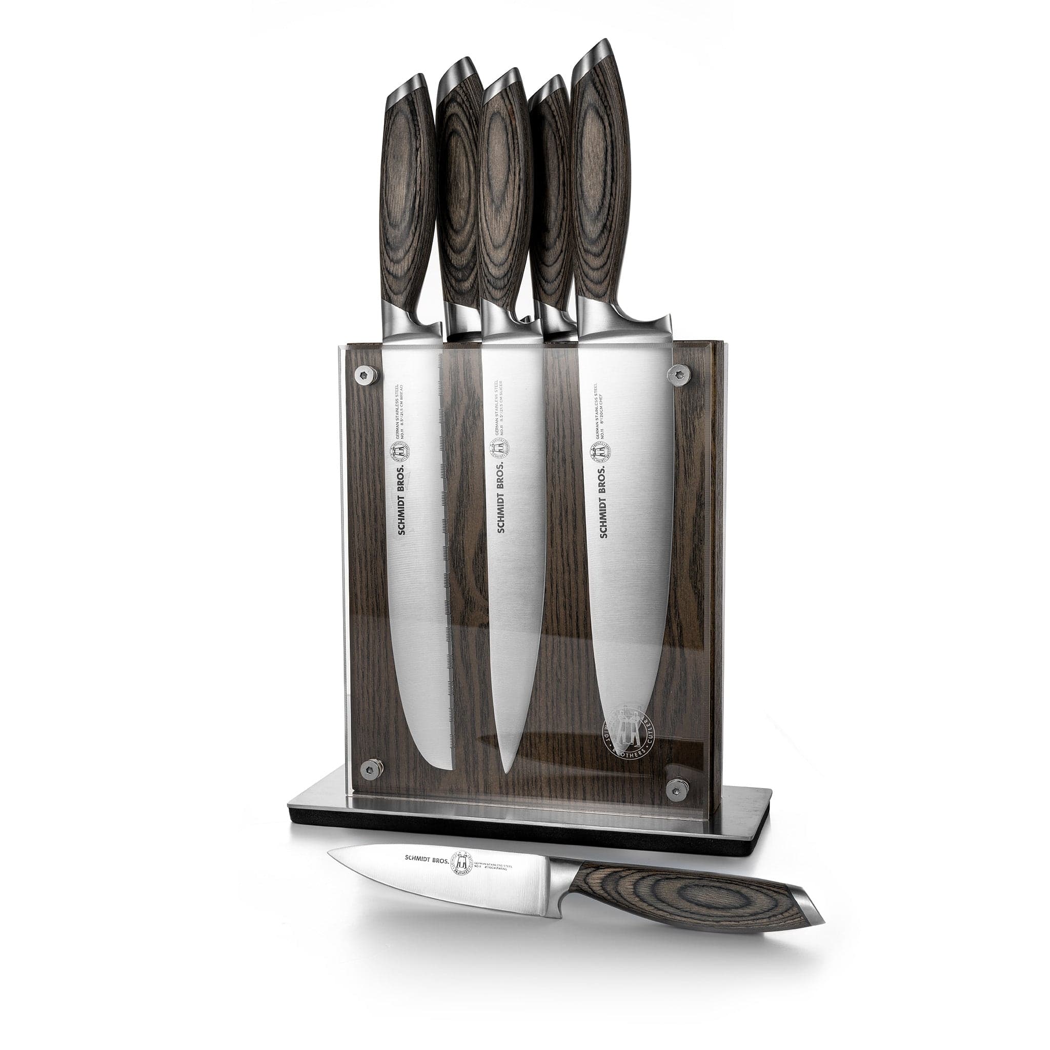  Schmidt Brothers-Cutlery Stone Series 14-Piece Kitchen Knife Set,  High-Carbon German Stainless Steel Cutlery, Two-stage Knife Sharpener and  Clear Acrylic Magnetic Knife Block: Home & Kitchen