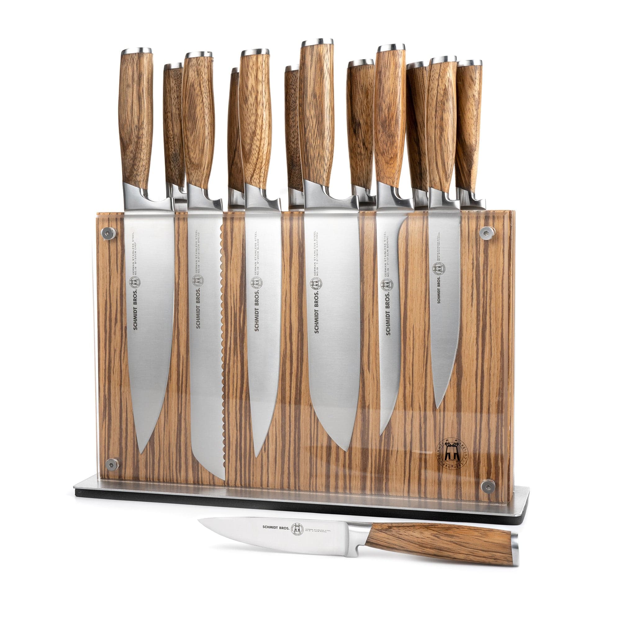 Schmidt Brothers - Zebra Wood, 7-Piece Knife Set, High-Carbon Stainless  Steel Cutlery with Zebra Wood and Acrylic Magnetic Knife Block and Knife