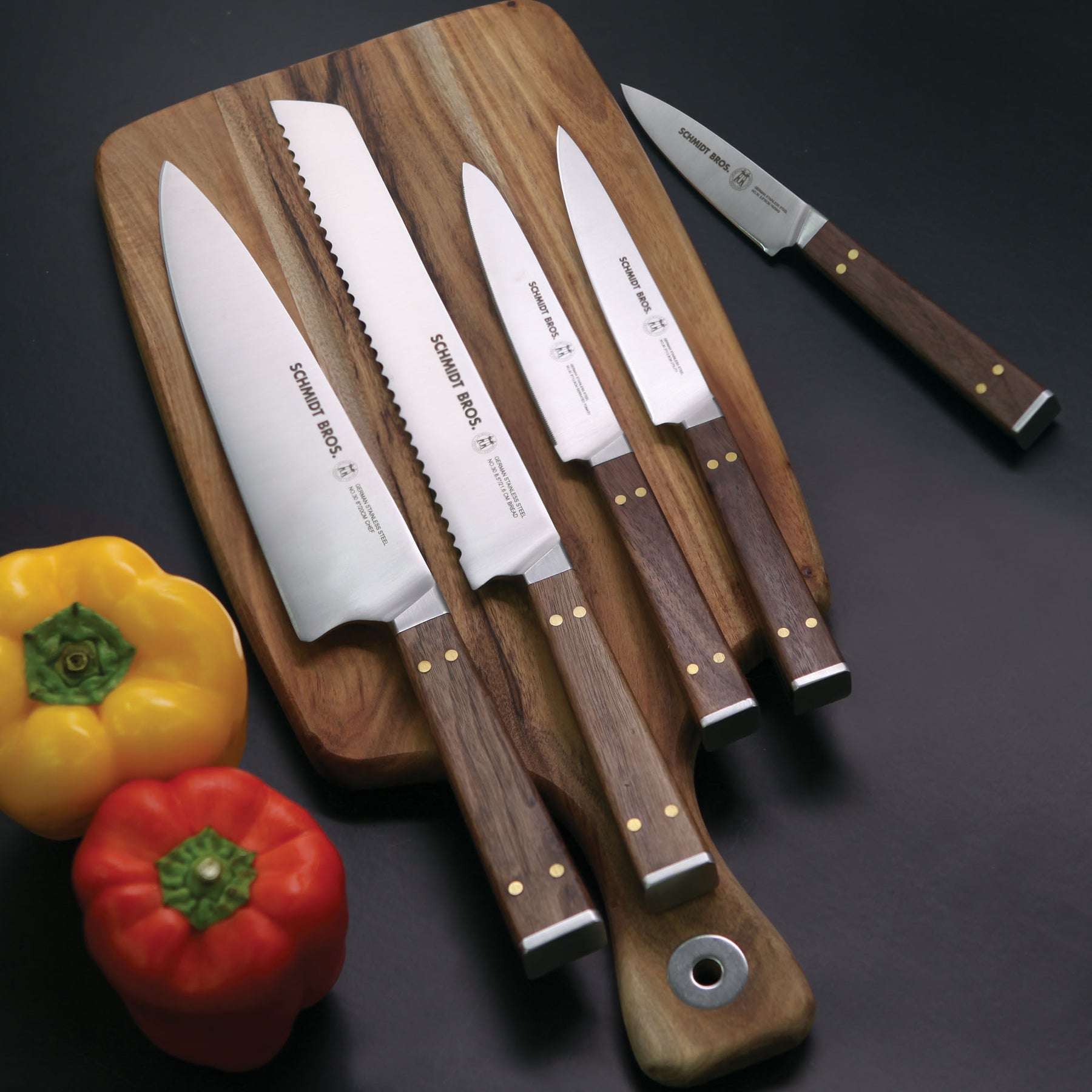 3 Piece Stainless Steel Chef Knife Set w/Walnut Wood Handles