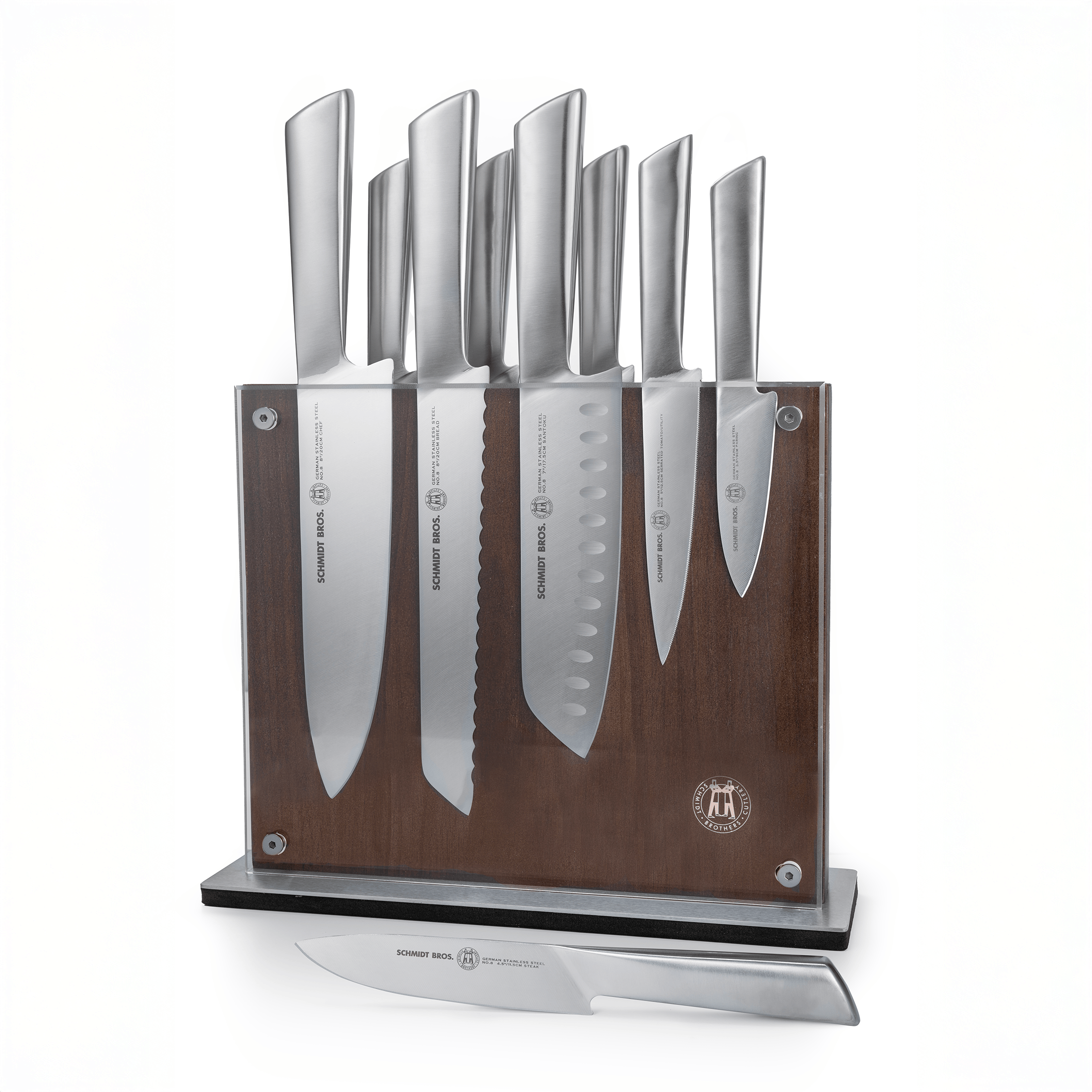 Forged Steel, 10-Piece Knife Walnut Block Set