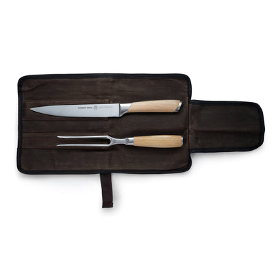 Schmidt Bros. Kitchen Cutlery Summit 3-Piece Carving Set in Waxed Canvas Roll