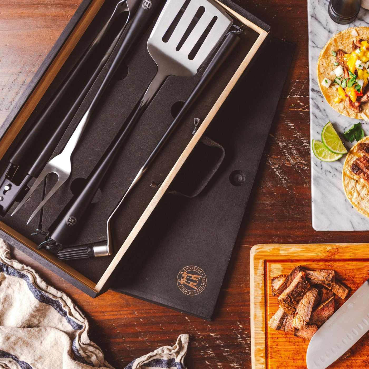 Schmidt Brothers BBQ Schmidt Brothers Cutlery, Carbon 6, 4-Piece Grill Set