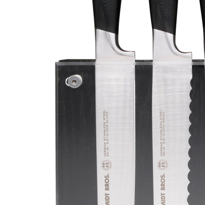 Schmidt Brothers Kitchen Cutlery Schmidt Brothers - Black Midtown Magnetic Knife Block, Universal Storage For Up to 8-10 Cutlery, Ebony Hardwood and Acrylic Shield