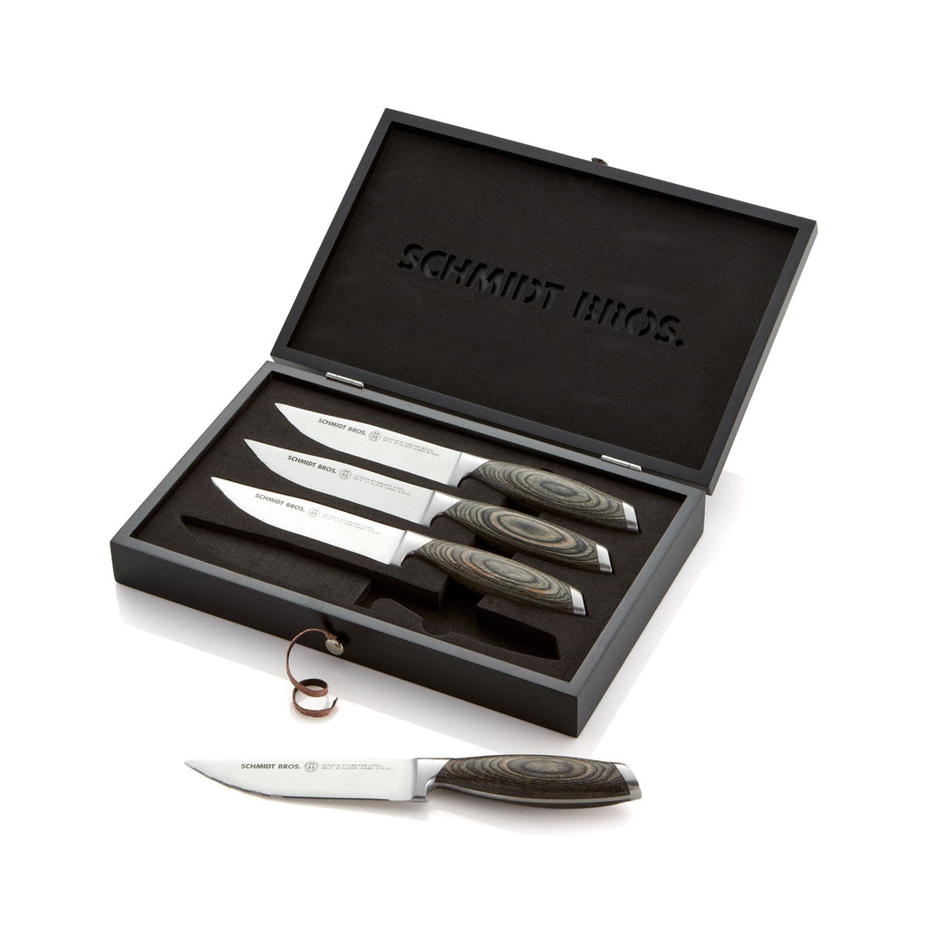 4-Piece Stainless Steel Cutlery Bonded Ash Jumbo Steak Knife Set in Wood Gift Box 4-Piece Stainless Steel Cutlery Bonded Ash Jumbo Steak Knife Set in Wood Gift Box