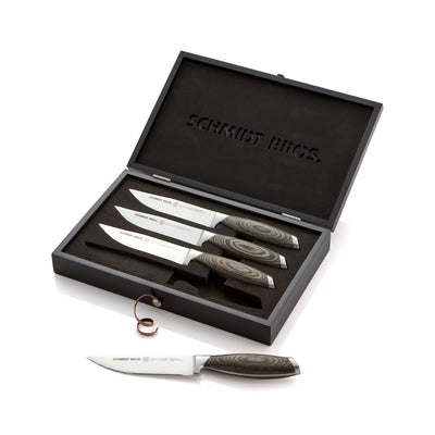 Schmidt Brothers Kitchen Cutlery Schmidt Brothers - Bonded Ash 4-Piece Jumbo Steak Knife Set, High-Carbon German Stainless Steel Cutlery