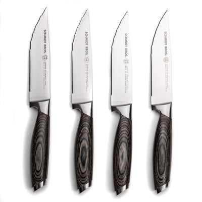 Schmidt Brothers Kitchen Cutlery Schmidt Brothers - Bonded Ash 4-Piece Jumbo Steak Knife Set, High-Carbon German Stainless Steel Cutlery