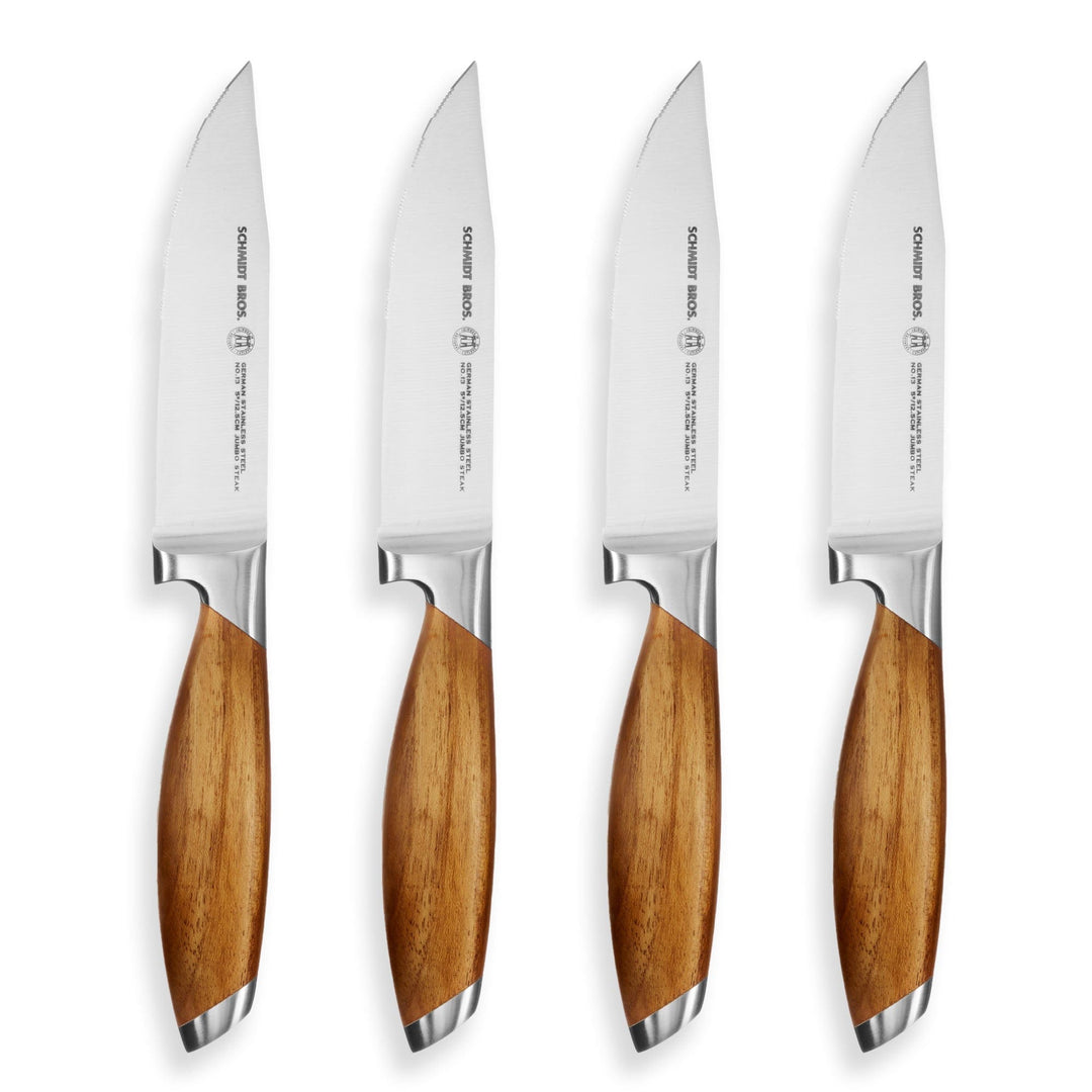 Schmidt Brothers - Bonded Teak 4-Piece Jumbo Steak Knife Set, High Schmidt Brothers - Bonded Teak 4-Piece Jumbo Steak Knife Set, High