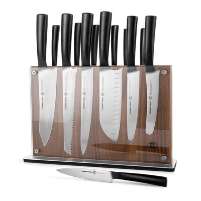 Knife Set,15 Pcs Kitchen Knife Set with Block, McCook German Stainless Steel with Scissors, Built-in Sharpener Sharpener and 6 Serrated Steak Knives