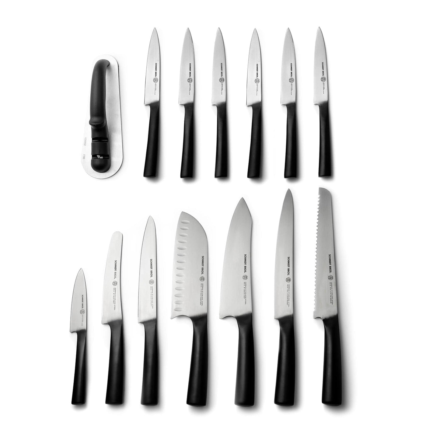 Schmidt Brothers Kitchen Cutlery Schmidt Brothers - Carbon 6, 15-Piece Knife Set, High-Carbon Stainless Steel Cutlery with Acacia and Acrylic Magnetic Knife Block and Knife Sharpener