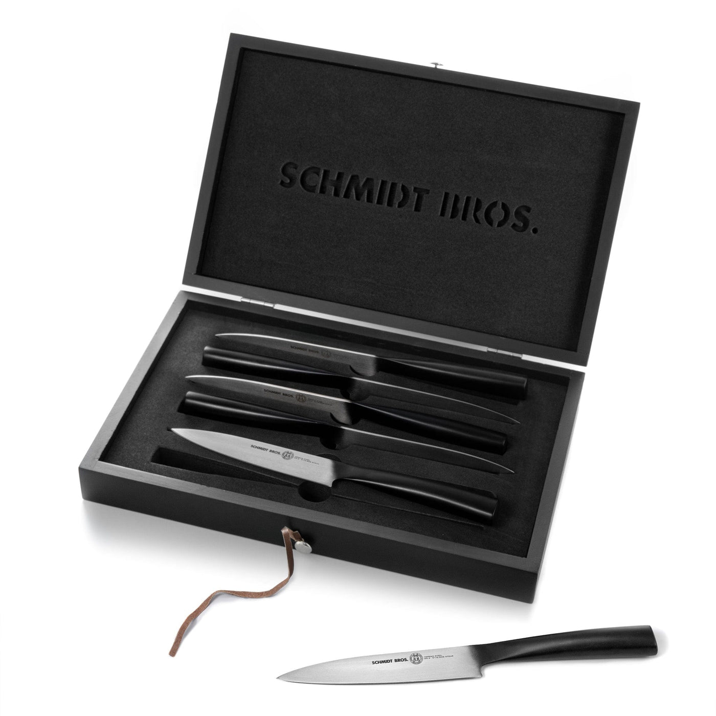 6pcs Stainless Steel Steak Knives Set, Black / 6 Pieces