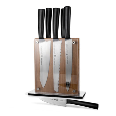 Schmidt Brothers Kitchen Cutlery Schmidt Brothers - Carbon 6, 7-Piece Knife Set, High-Carbon Stainless Steel Cutlery with Acacia and Acrylic Magnetic Knife Block