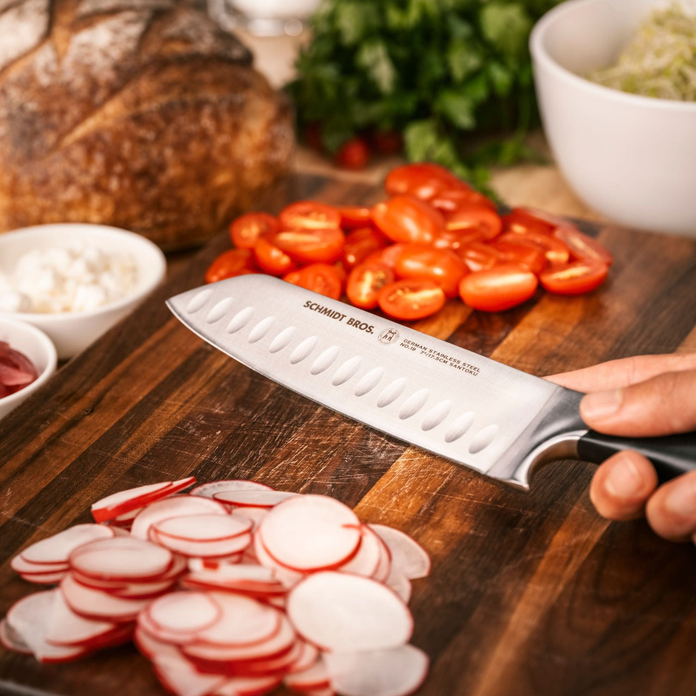 Schmidt Brothers Kitchen Cutlery Schmidt Brothers, Heritage, 7-Piece Knife Set, High-Carbon Stainless Steel Cutlery with Black Ash Wood and Acrylic Magnetic Knife Block