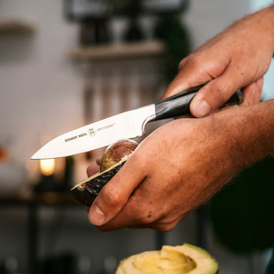 Schmidt Brothers Kitchen Cutlery Schmidt Brothers, Heritage, 7-Piece Knife Set, High-Carbon Stainless Steel Cutlery with Black Ash Wood and Acrylic Magnetic Knife Block