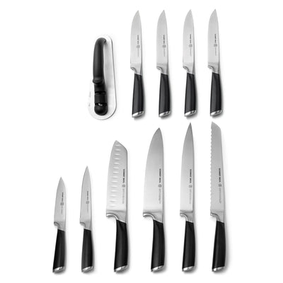 Schmidt Brothers Kitchen Cutlery Schmidt Brothers, Heritage Series, 12-Piece Knife Set, High-Carbon Stainless Steel Cutlery and Acrylic Magnetic Knife Block