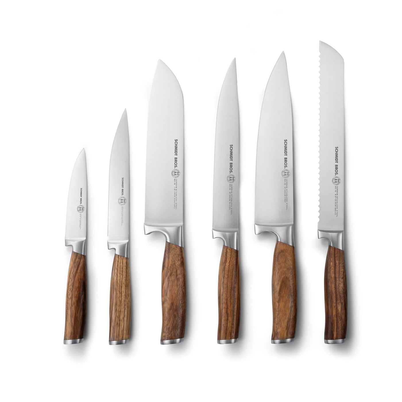 Schmidt Brothers Kitchen Cutlery Schmidt Brothers - Zebra Wood, 7-Piece Knife Set, High-Carbon Stainless Steel Cutlery with Zebra Wood and Acrylic Knife Block