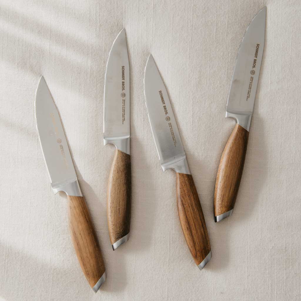 Steak Knife Set / Charred Bourbon Barrel Oak Handle — Feder knives
