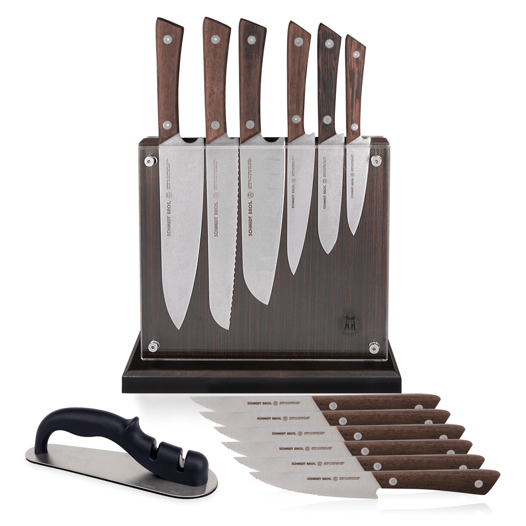 Basics 14-Piece Kitchen Knife Set with High-Carbon Stainless-Steel  Blades and Pine Wood Block, Black
