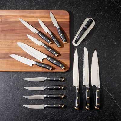 Schmidt Brothers Kitchen Cutlery Schmidt Brothers, Black & Brass, 15-Pc Knife Block Set