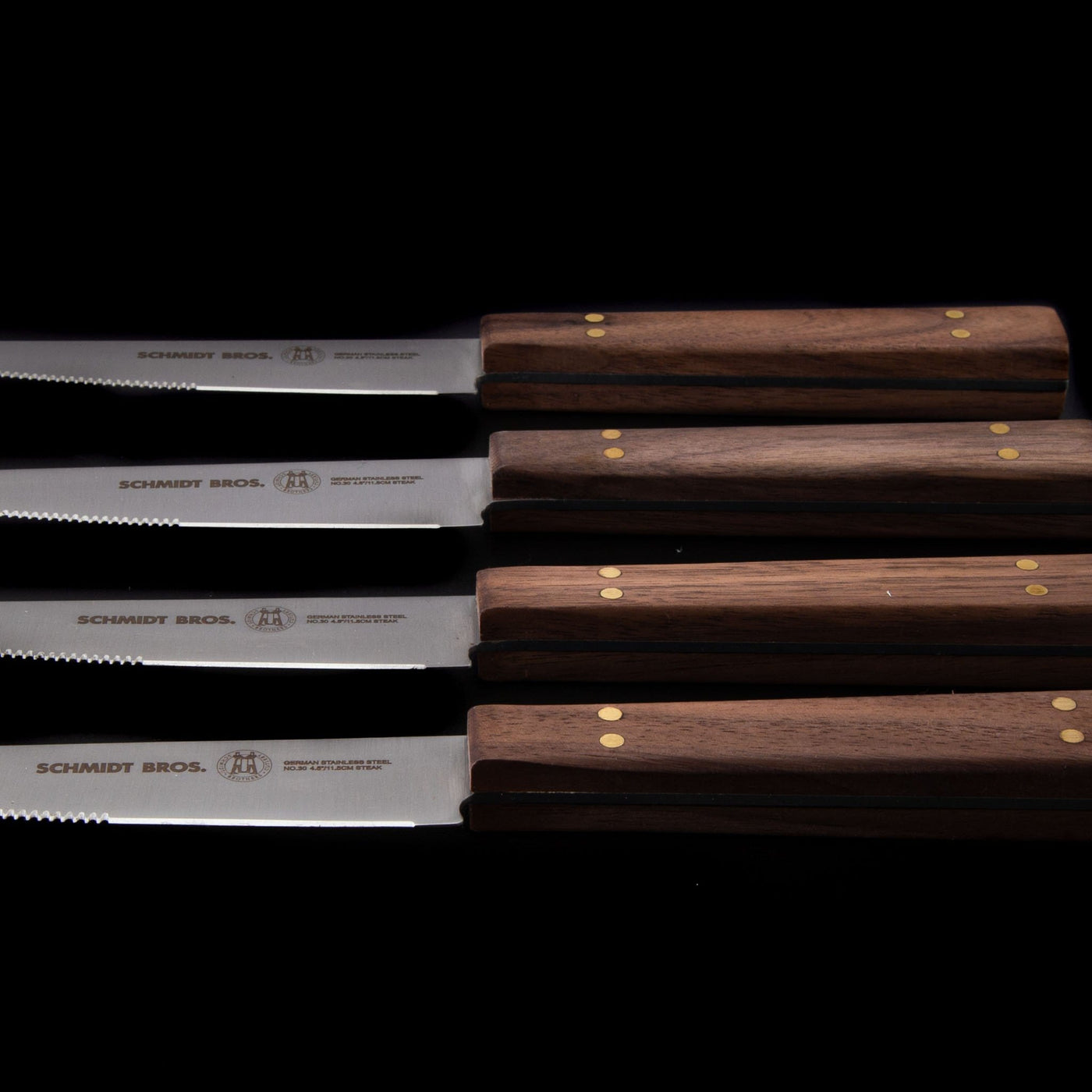 Steak Knives Set Stainless Steel 4pcs Non-Serrated Super Sharp Walnut  Handles