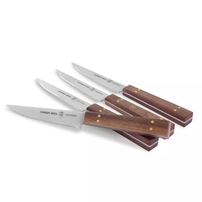 Schmidt Brothers Kitchen Cutlery Schmidt Brothers, Brass & Walnut, 4-Pc Steak Knife Set