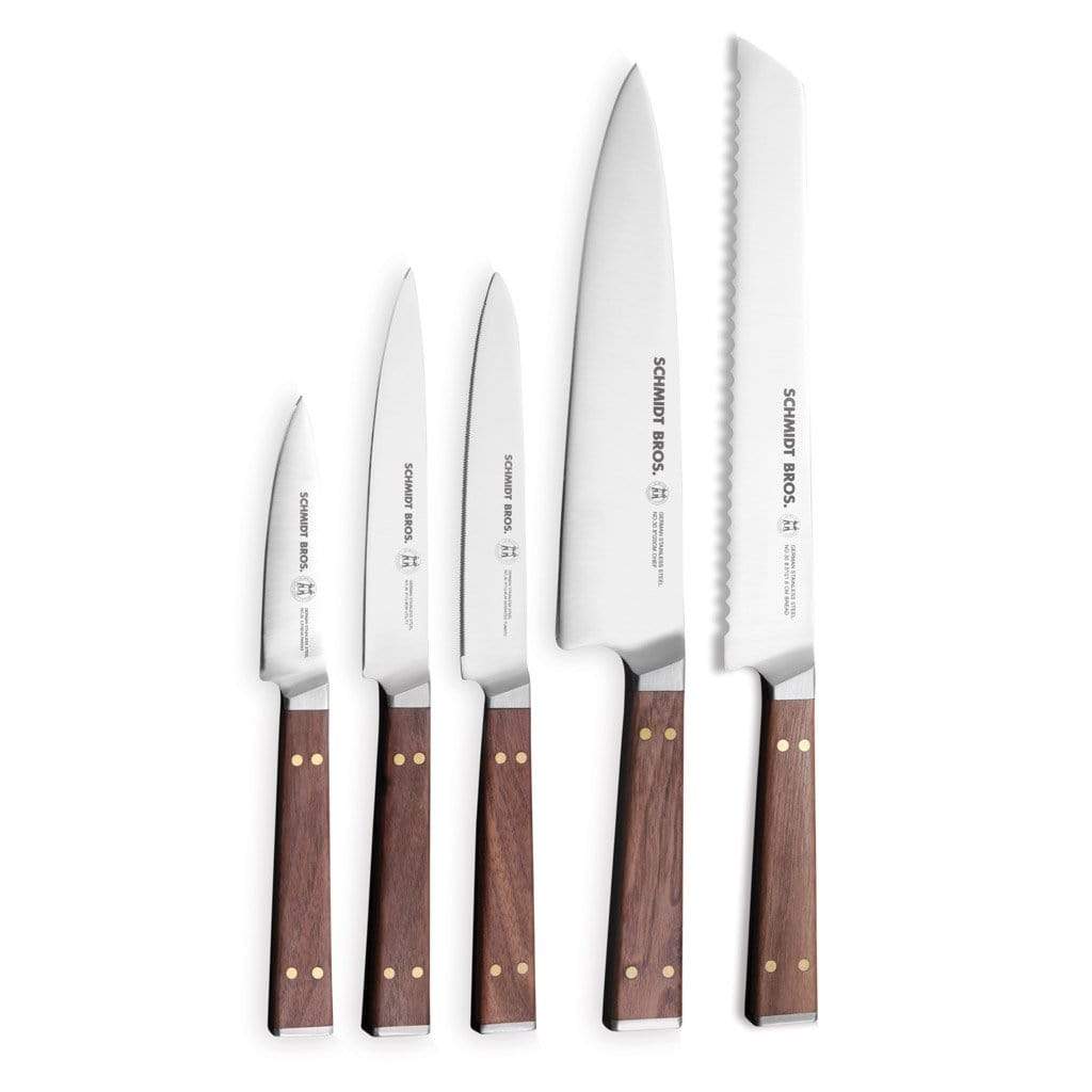 Schmidt Brothers, Brass & Walnut, 6-Pc Knife Block Set – Schmidt Bros.