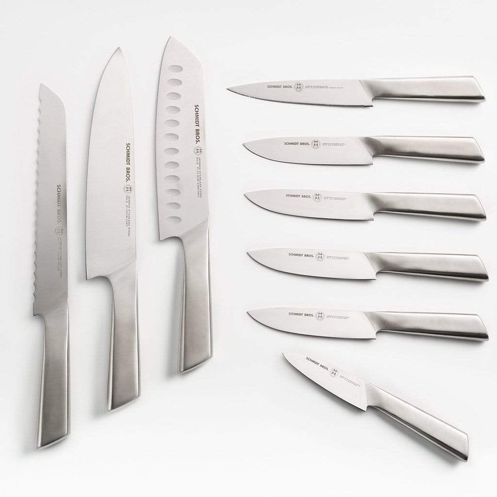 Schmidt Brothers 10-Piece Kitchen Knife Set with Protective  Sheaths, High-Carbon German Stainless Steel Cutlery, Triple Riveted  Ergonomic ABS Handles, Blade Guards Included (Cannoli): Home & Kitchen