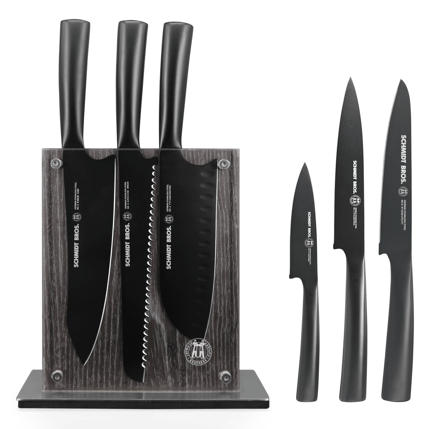 Schmidt Brothers Kitchen Cutlery Schmidt Brothers, Jet Black, 7-Pc Knife Block Set