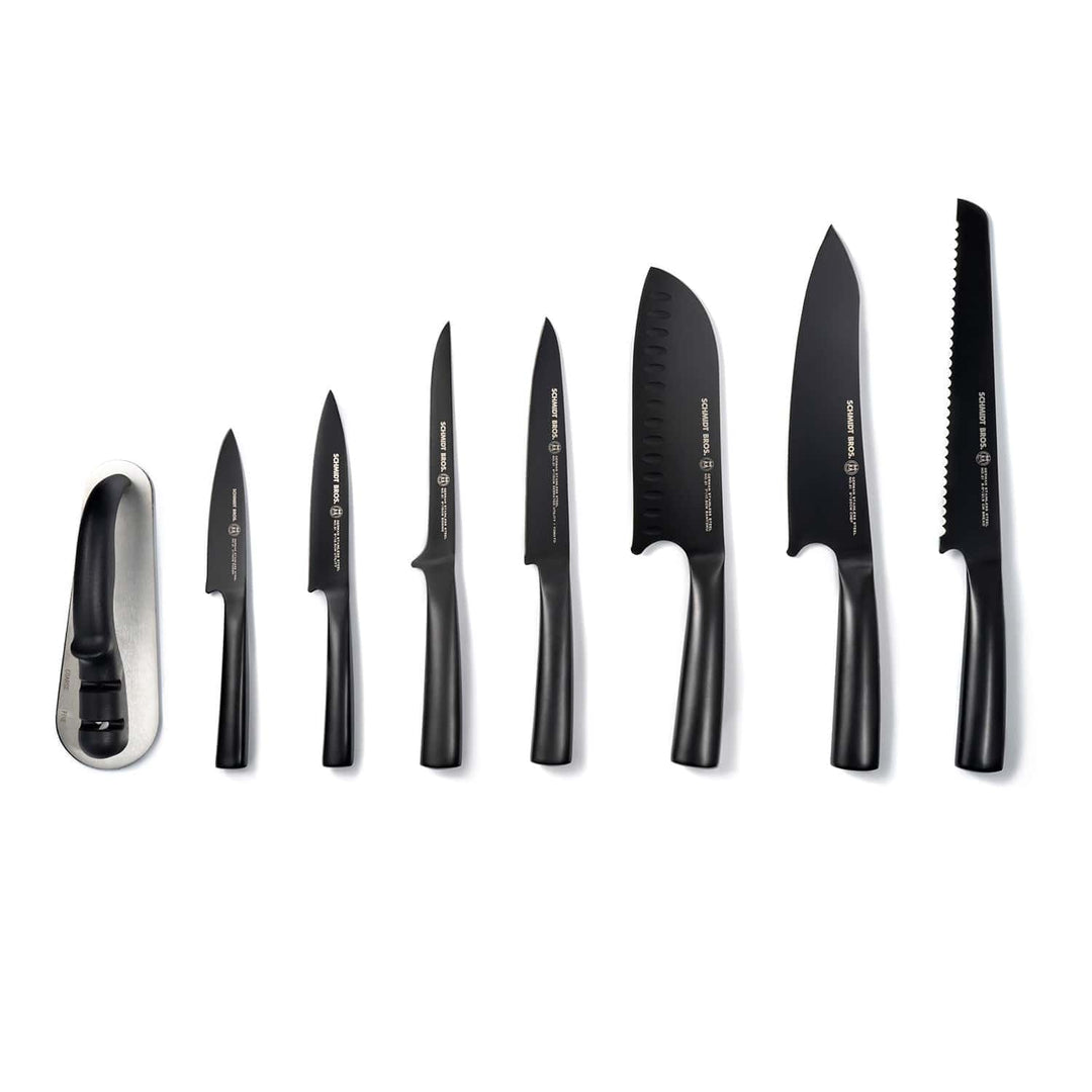 Schmidt Brothers Cutlery, Jet Black, 9-Piece Knife Block Set